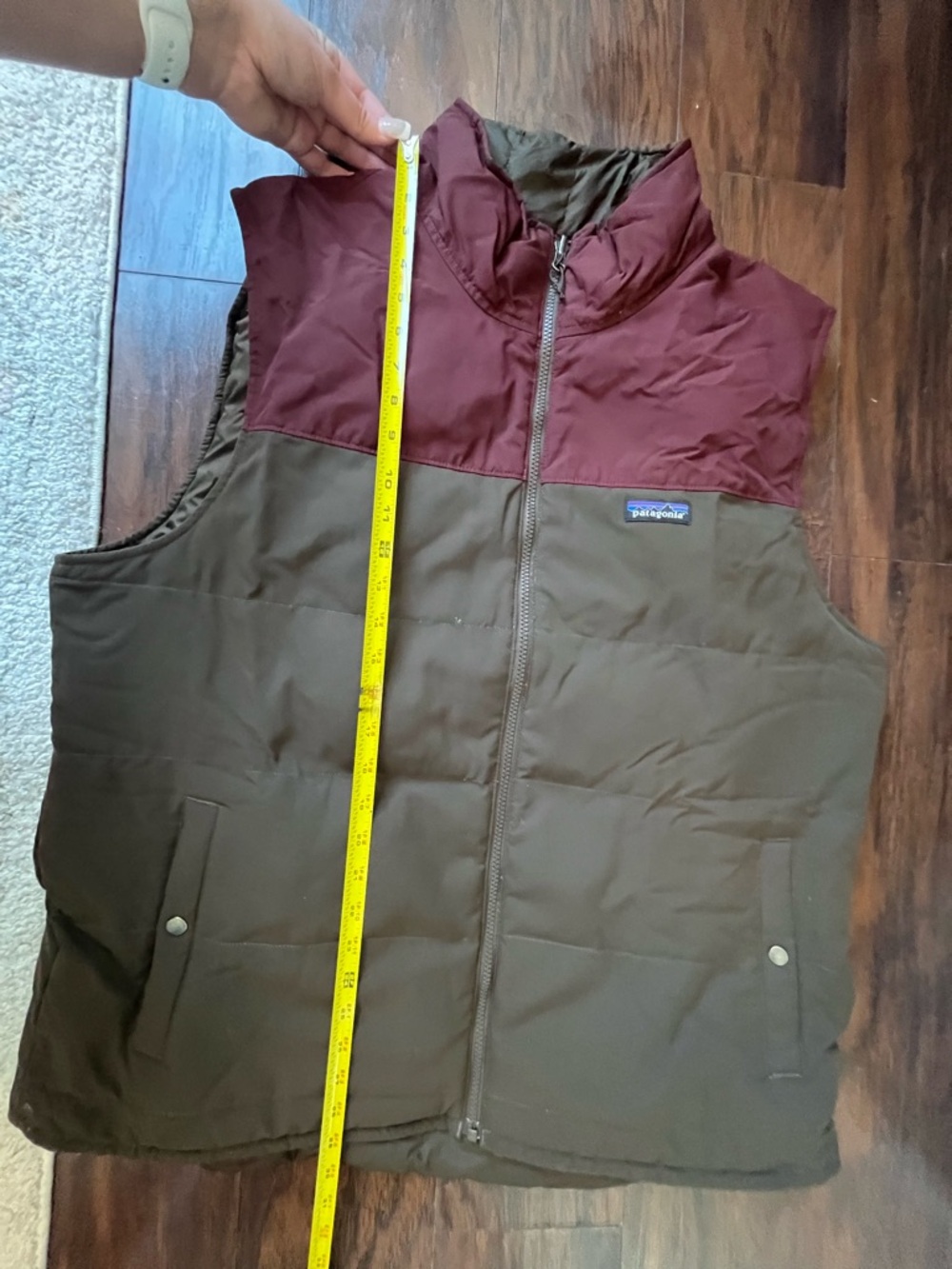 Patagonia Reversible Insulated Vest Olive Brown Burgundy Men’s - Picture 12 of 12